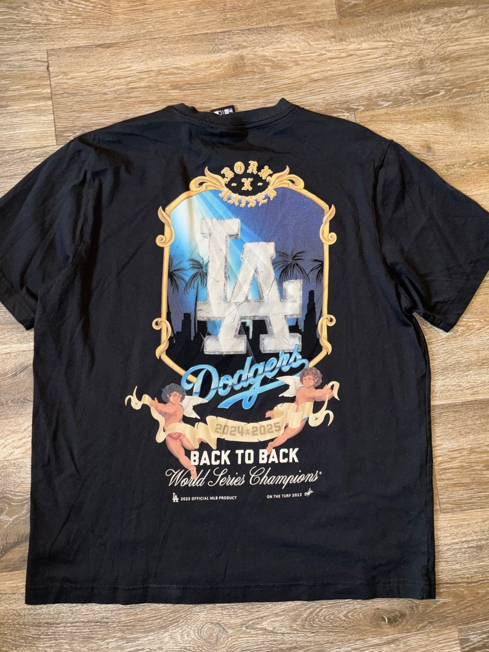 Born X Raised New Era Dodgers Angel Cherubim Graphic Tee XL Black - Picture 7 of 8